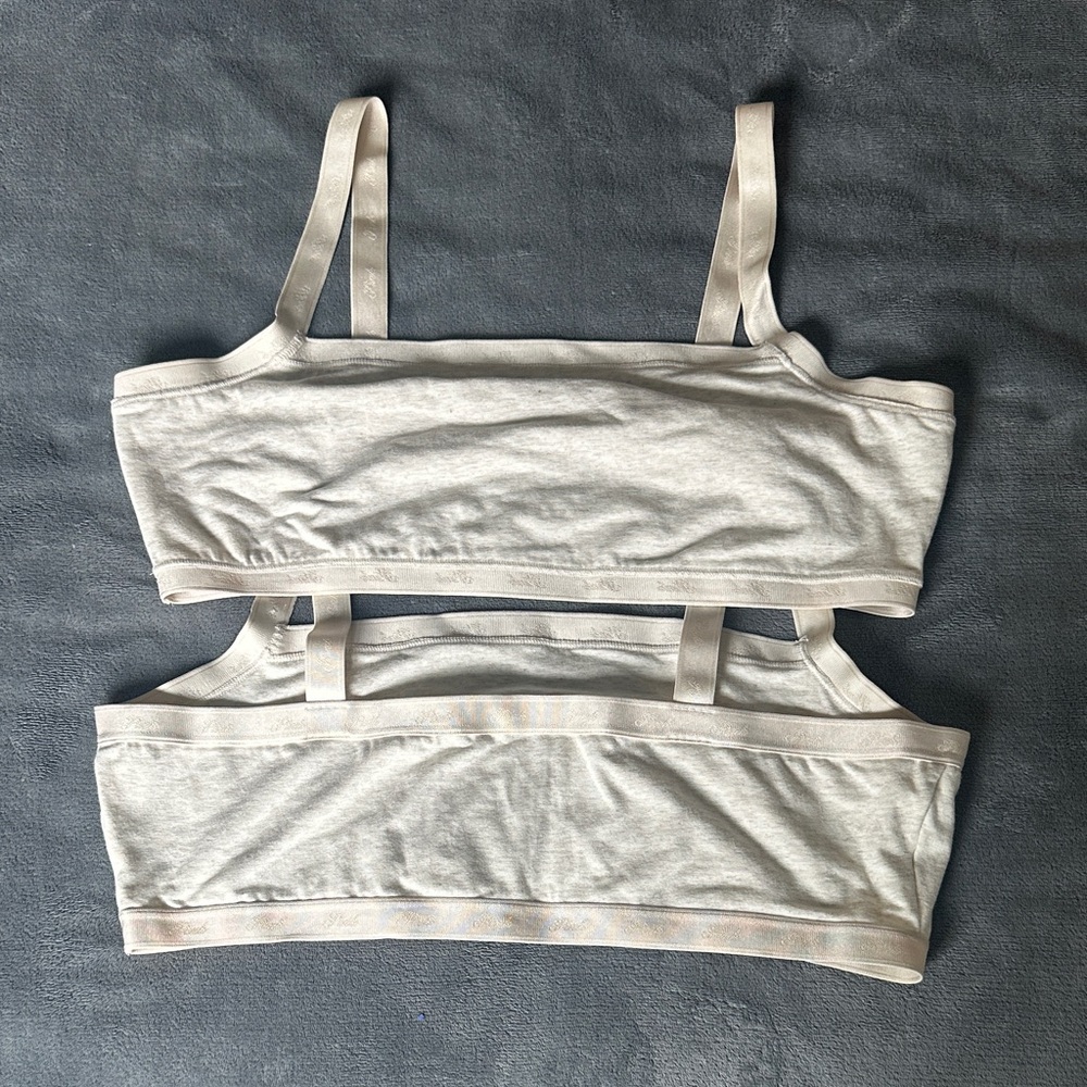 PINK Victoria's Secret Light Cream Cotton Bralettes - Twin Pack